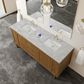 James Martin Laurent 72" Double Bathroom Vanity in Honey Oak with 3 cm Victorian Silver Silestone Top, Rectangular Sinks and FreePower Wireless Charger, , large