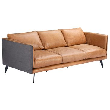 Moe"s Home Collection Messina Stationary Leather Sofa in Brown, , large