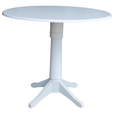International Concepts Modern Farmhouse 42" Drop Leaf Dining Table in White, , large