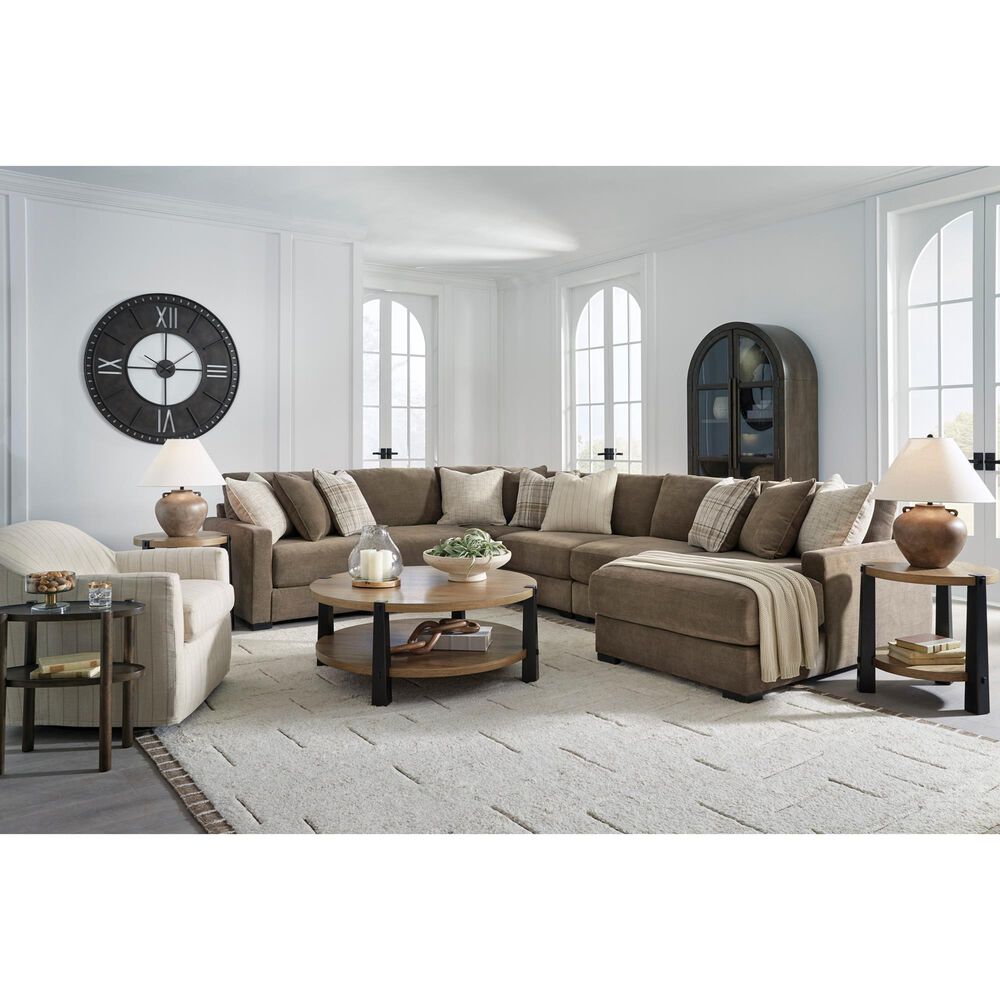 Ashley Camellia-Court 6-Piece Stationary Right Facing Sectional with Chaise in Coffee