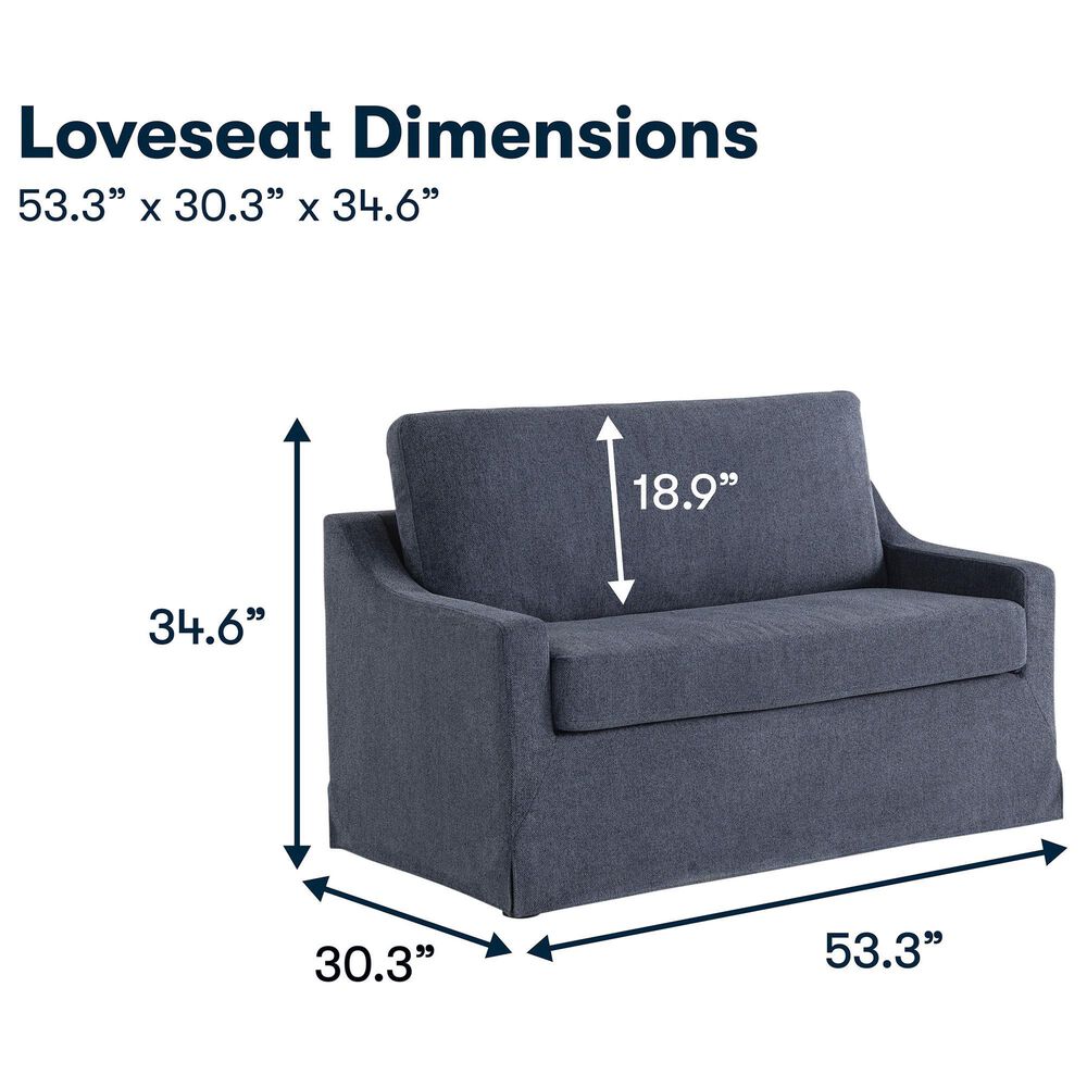 Lifestyle Solutions Harper Twin Convertible Sleeper Loveseat in Navy, , large