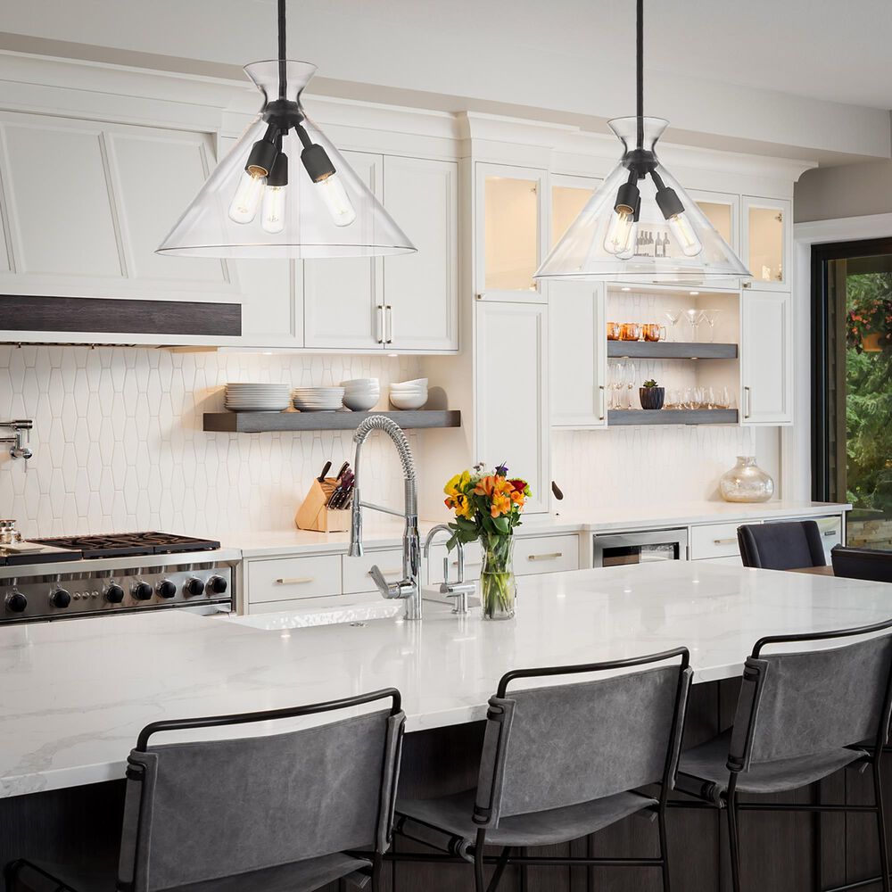 Golden Lighting Malta 3-Light Pendant in Matte Black, , large