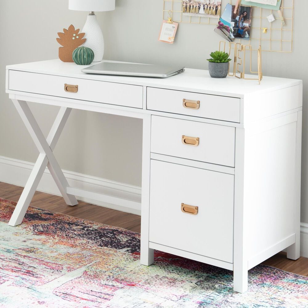 Linon Home Decor Peggy Side Storage Desk in White, , large