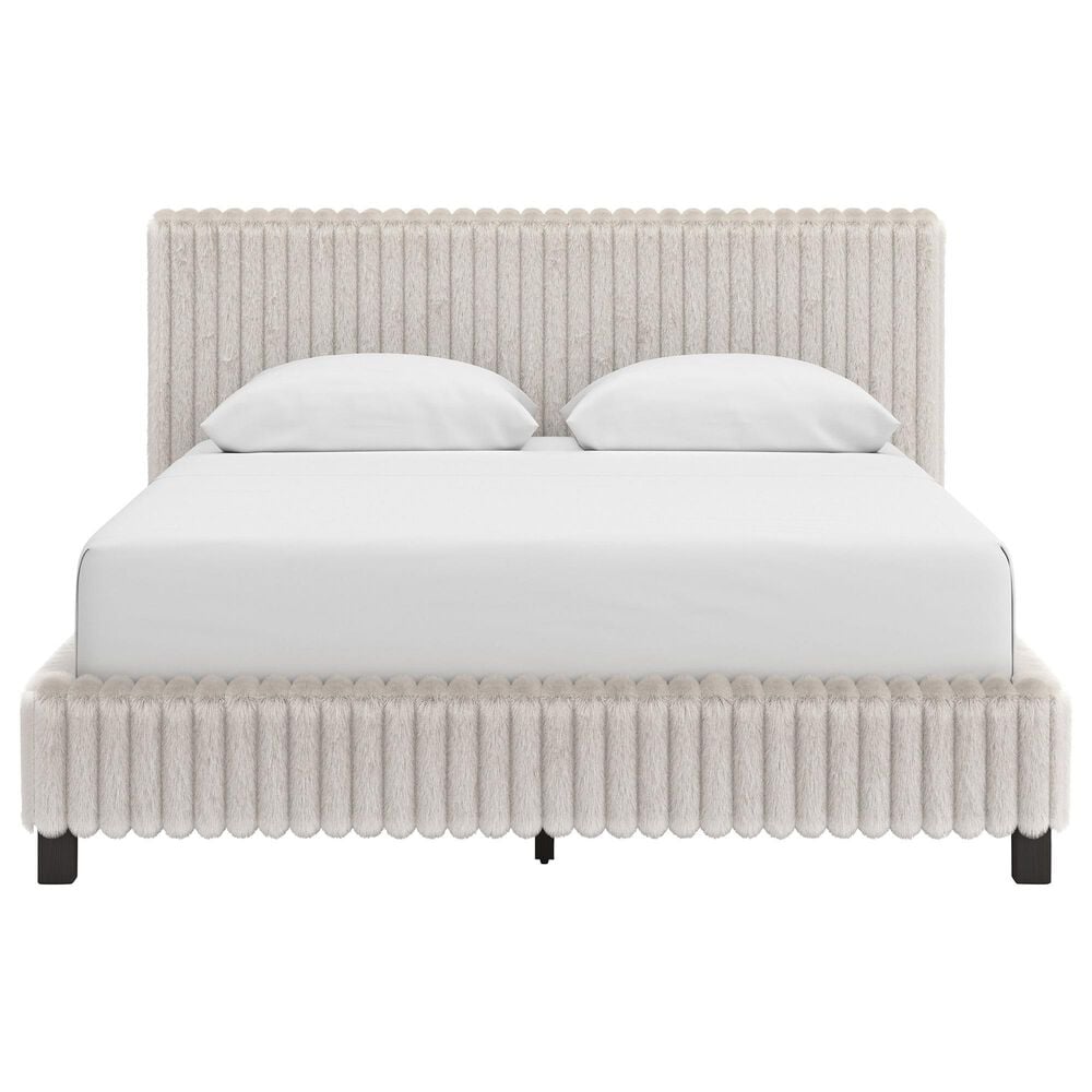 Ashley Zuraleus Queen Upholstered Platform Bed with Two Nightstands in Matte White, , large