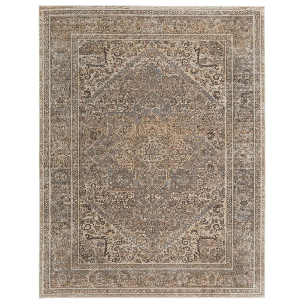 Feizy Celene 39KXF 7"9" x 10" Beige and Gray Area Rug, , large
