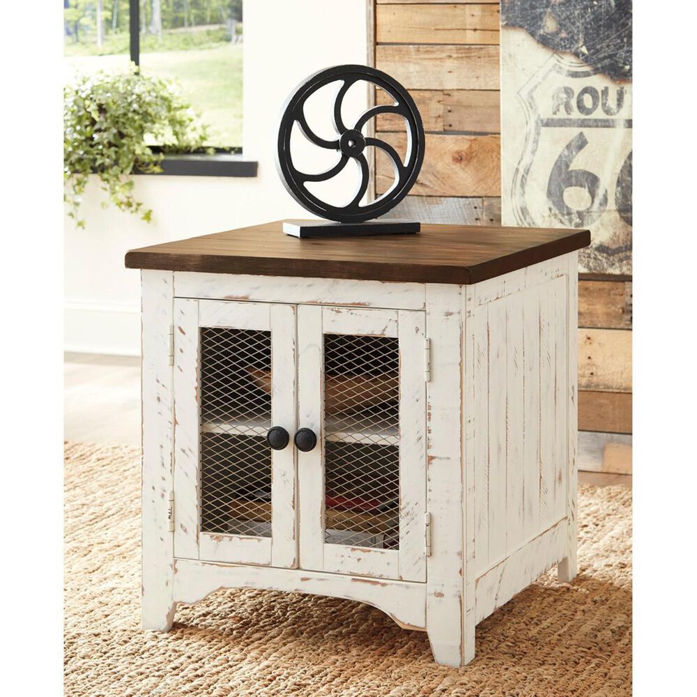 Ashley Wystfield End Table in Vintage White and Warm Brown, , large