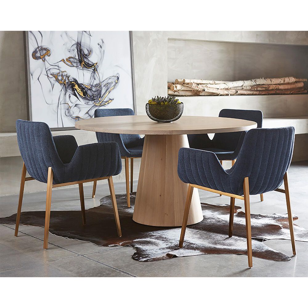 37B Althea Round Dining Table in Light Oak - Only Table, , large
