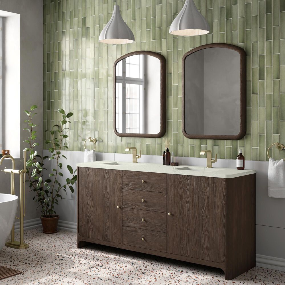 James Martin Vanities Gracyn 72&quot; Double Bathroom Vanity in Sable with 3 cm Victorian Silver Quartz Top and Rectangular Sinks, , large
