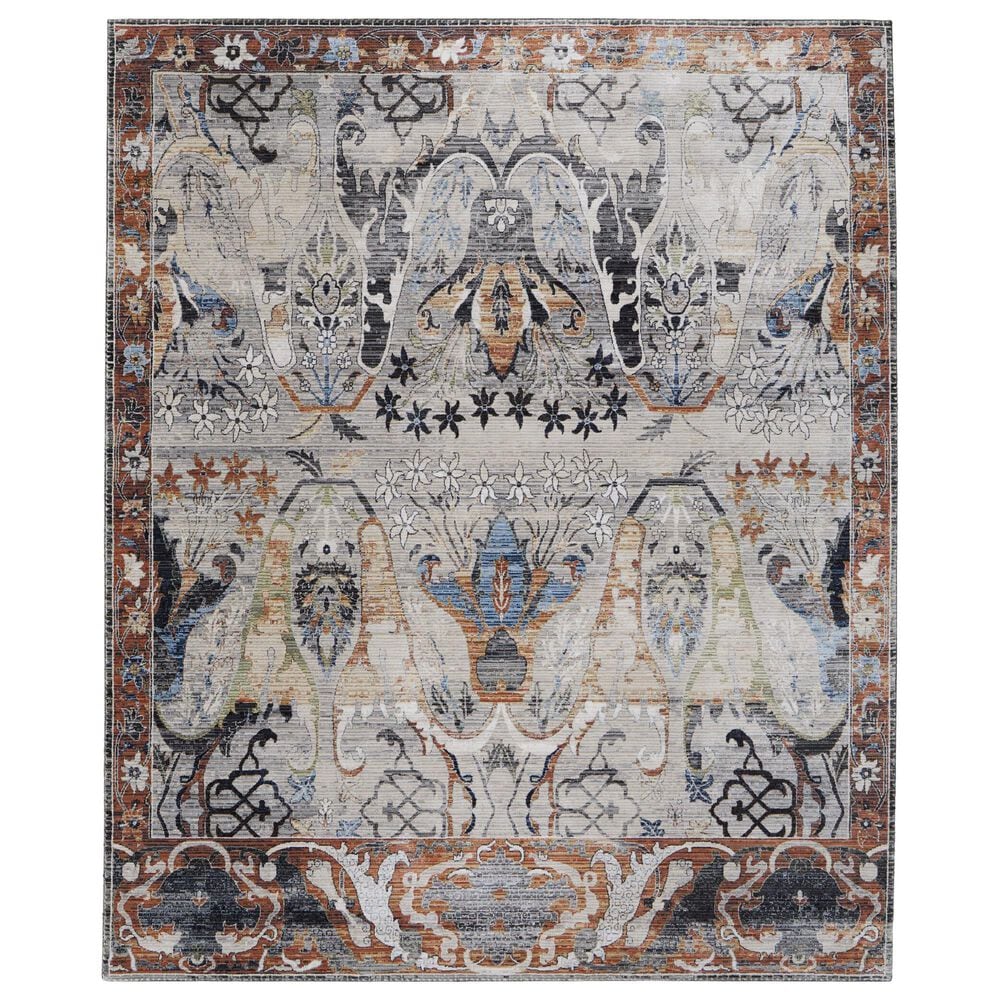 Feizy Melrose 7"10" x 10"3" Gray and Rust Area Rug, , large