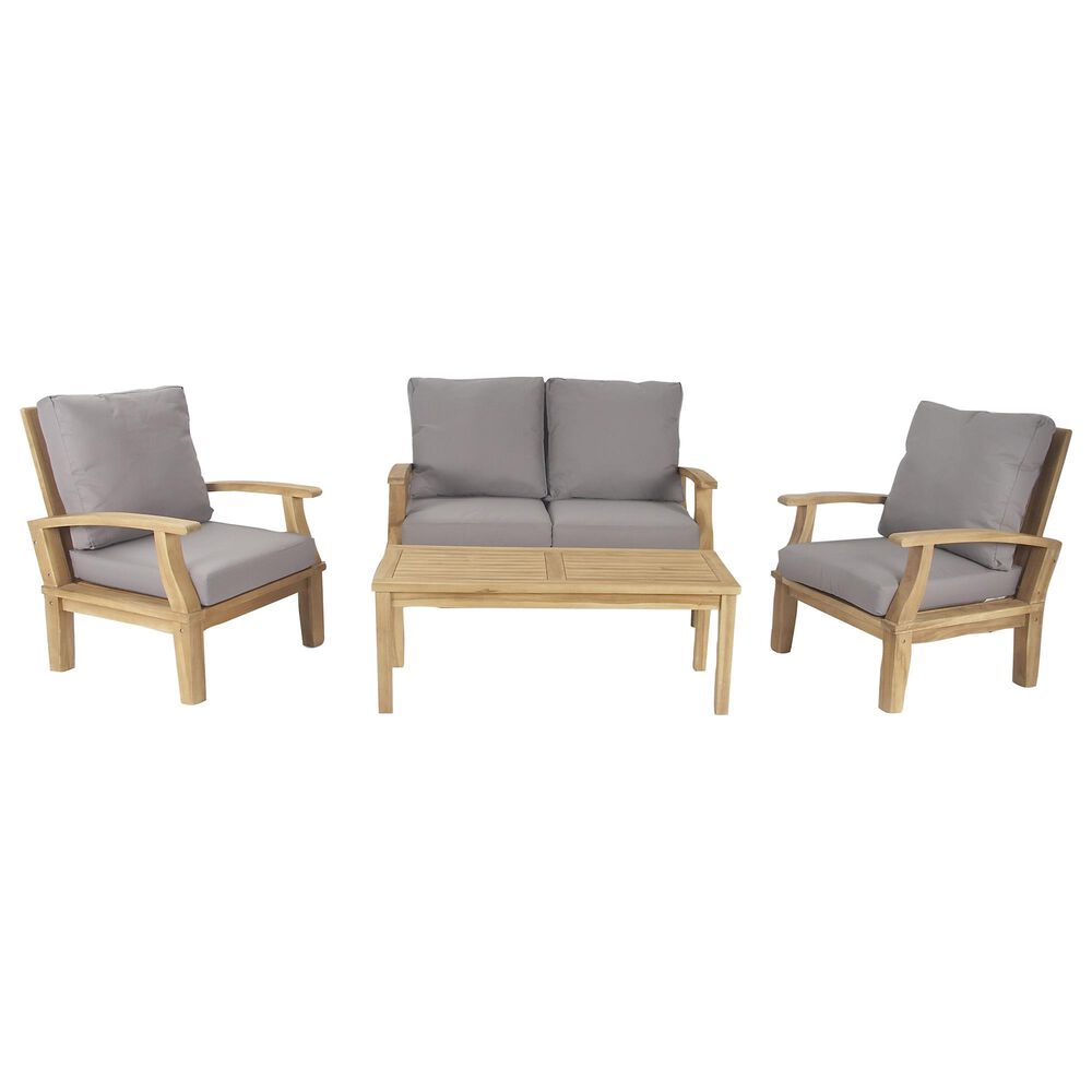 Maple and Jade Contemporary Teak Wood Outdoor Seating Set Brown Set of 4, , large