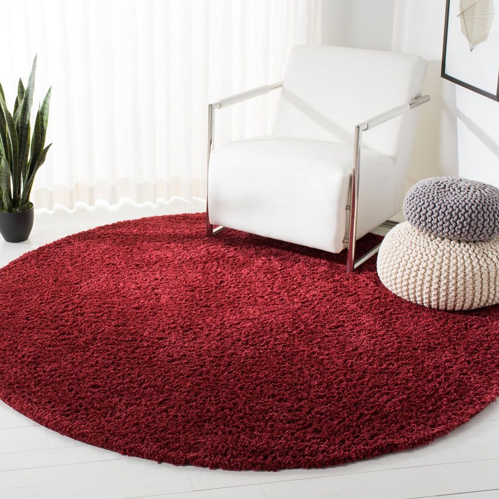 Safavieh August Shag 4&#39; Round Burgundy Area Rug, , large