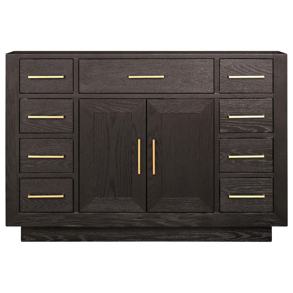 Lexora Home Abbey 48&quot; Single Bathroom Vanity in Brown Oak with 2 cm White Carrara Marble Top and Rectangular Sink, , large
