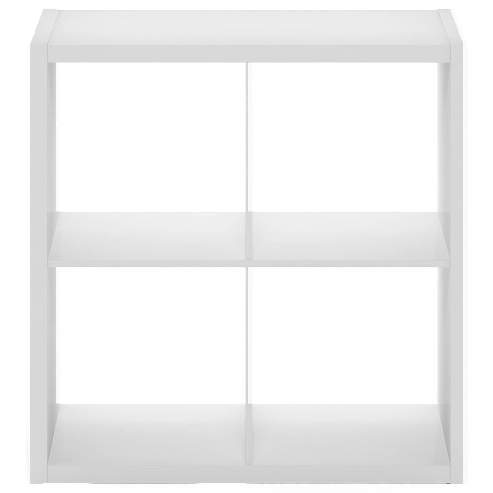 HOMLUX 4-Cube Reversible Open Back Bookshelf in White, , large