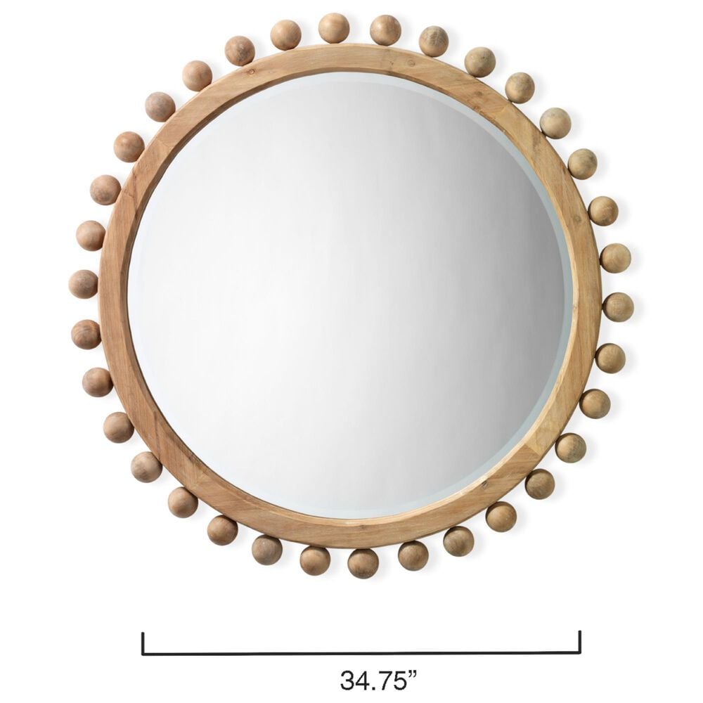 Splendor Living 37" Vernon Round Wall Mirror in Natural, , large