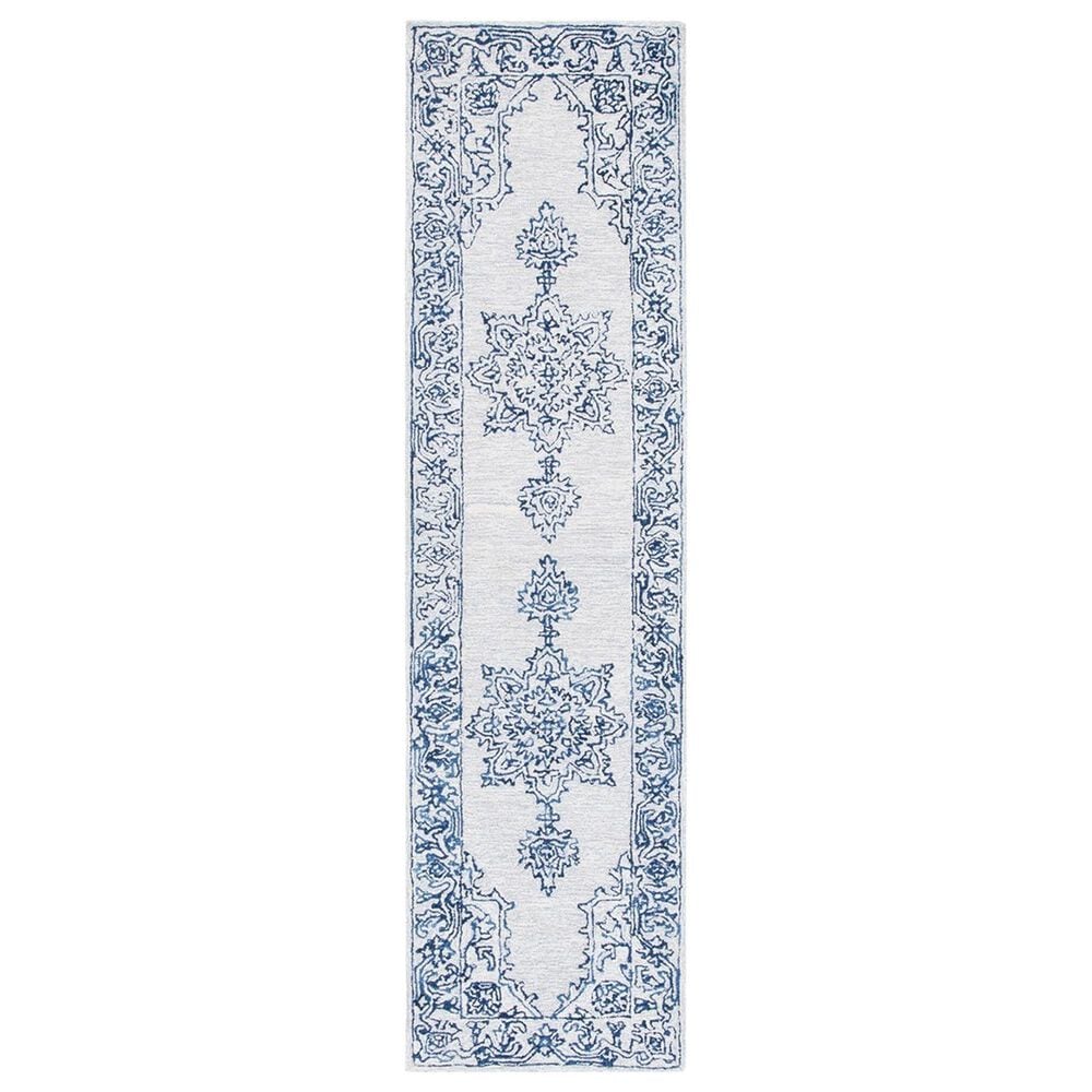 Safavieh Micro-Loop MLP614A 2"3" x 9" Ivory and Blue Runner, , large