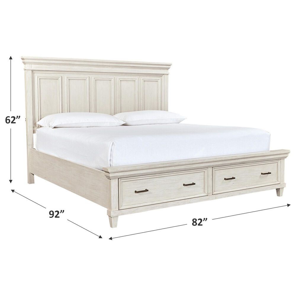 Riva Ridge Caraway King Storage Bed in Aged Ivory with USB Ports, , large