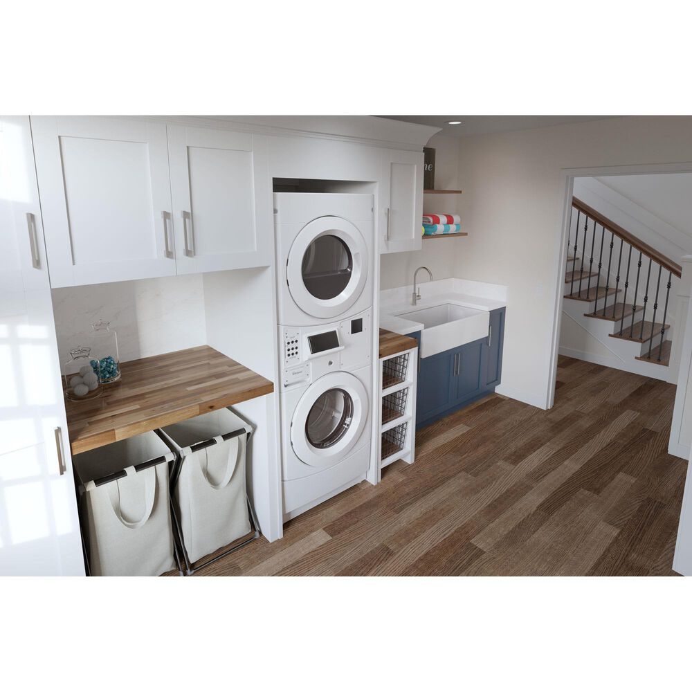 Whirlpool 3.1 Cu. Ft. Front Load Washer and 6.7 Cu. Ft. Electric Dryer Stack Laundry in White, , large