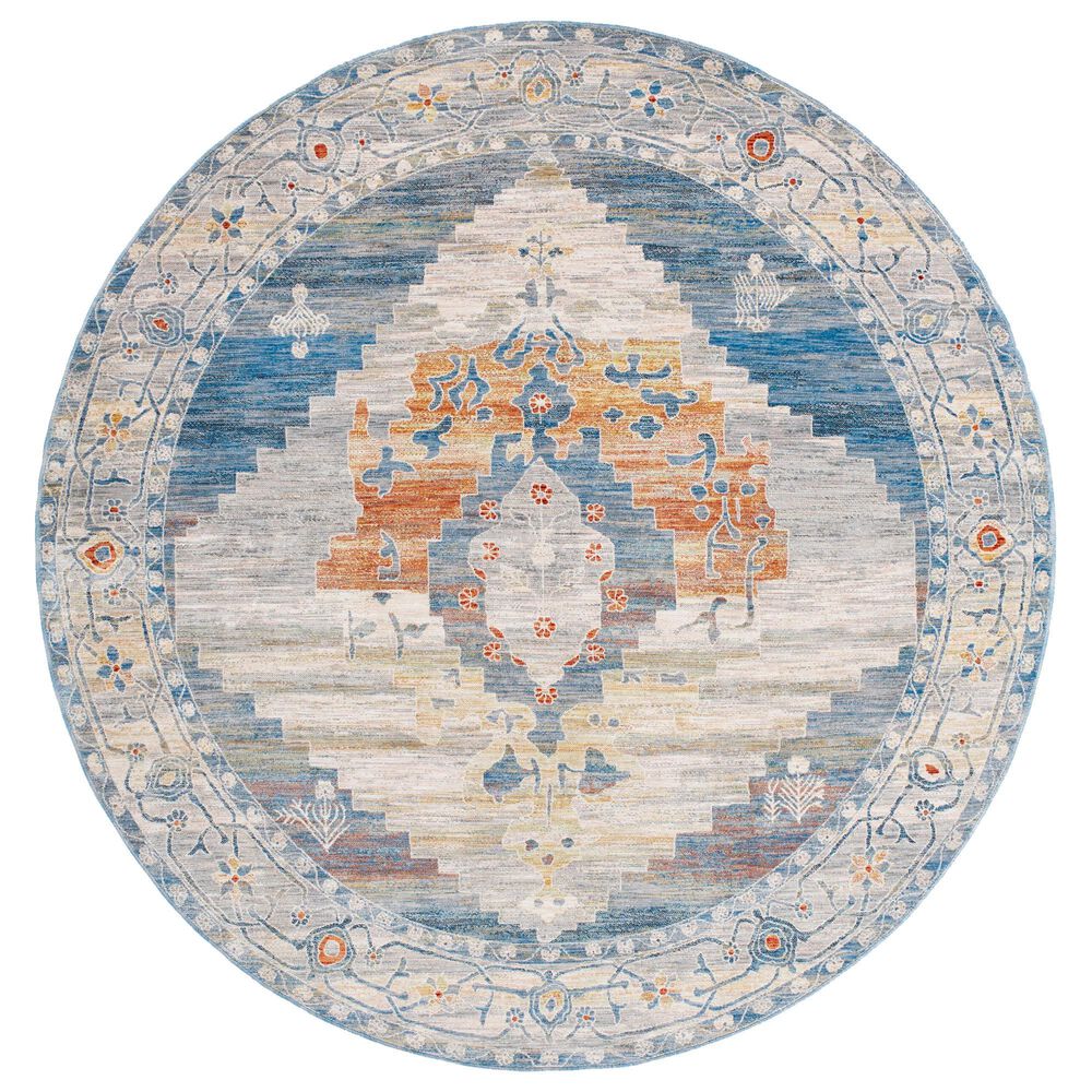 Surya Chicago CHG2303 6"7" Round Slate, Blue, Light Beige, Mustard, Brick Red,Taupe Area Rug, , large