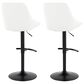LumiSource Diana Adjustable Barstool with White Faux Leather Upholstery in Black (Set of 2), , large