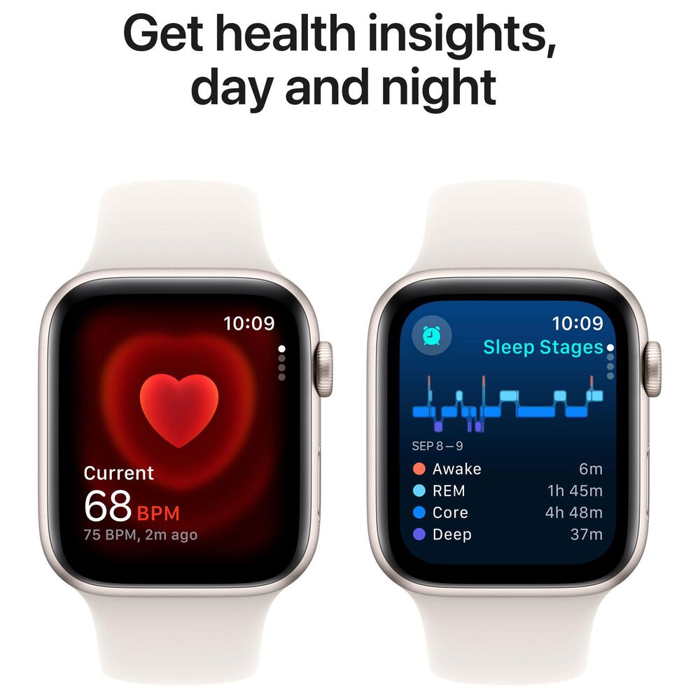 Apple Watch SE GPS + Cellular 44mm Starlight Aluminum Case with Starlight Sport Band - M/L, , large
