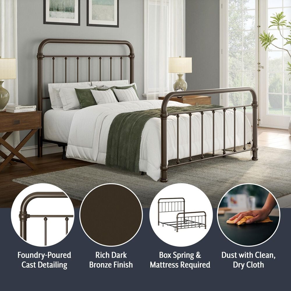 Richlands Furniture Kirkland Queen Slat Metal Bed in Dark Bronze, , large