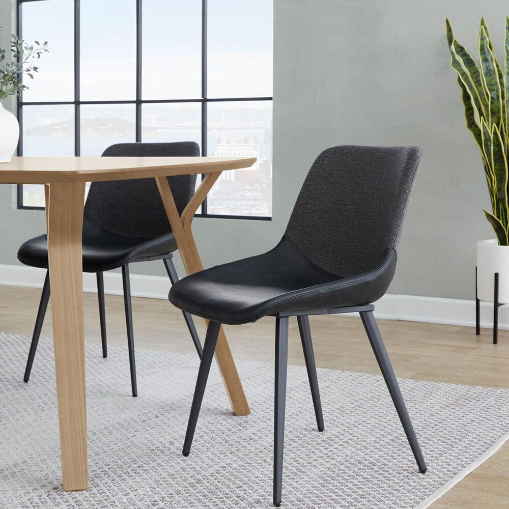 Lumisource Outlaw Side Chair with Black and Grey Cushion in Black &#40;Set of 2&#41;, , large