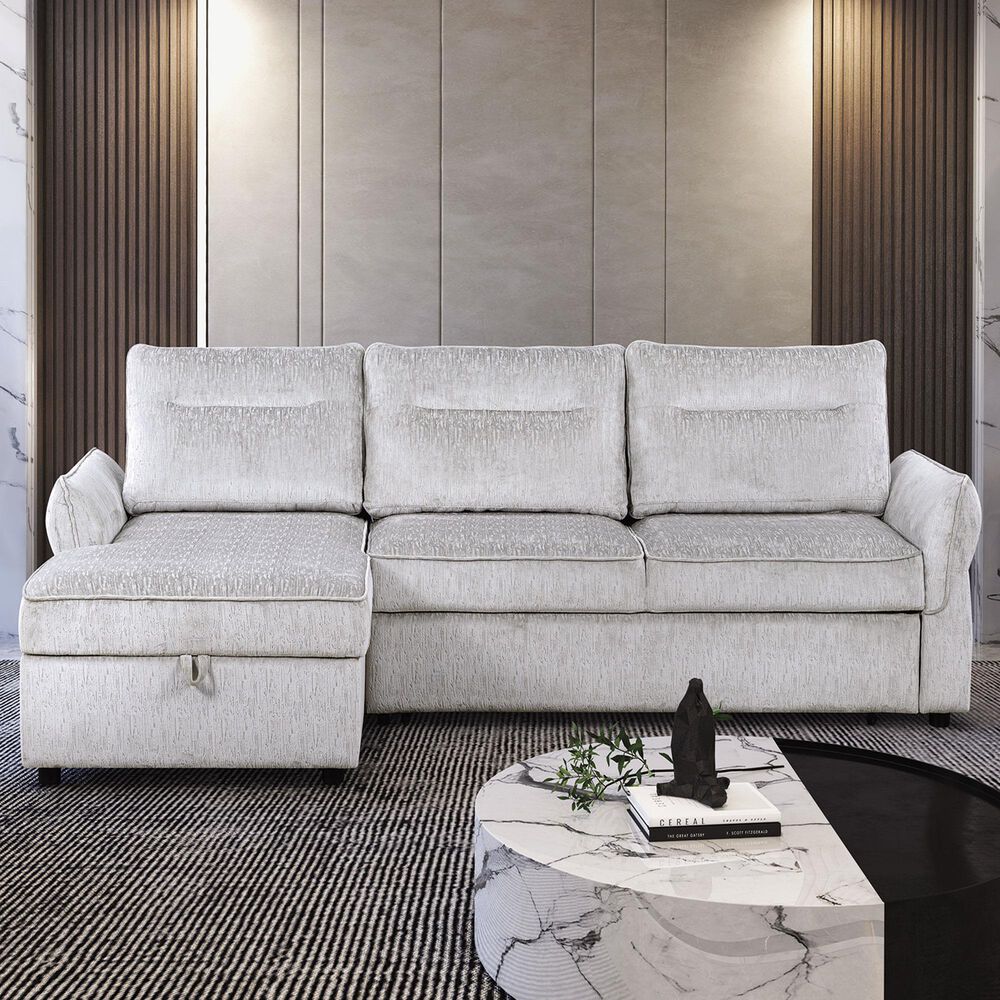Global Furniture USA Sofa Sleeper with Left-Facing Chaise in Grey, , large