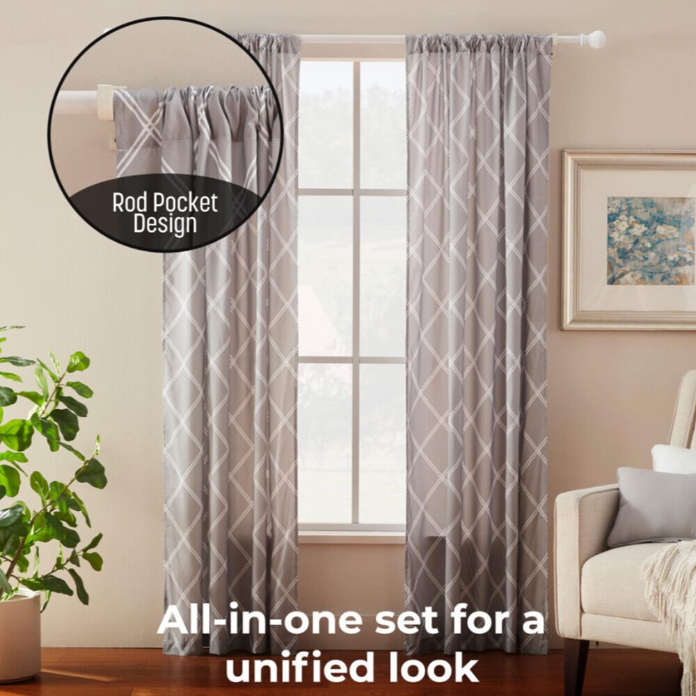 Jiangsu Royal Home Rosalia Damask 24-Piece King Bed-in-a-Bag Microfiber Comforter Set in Gray, , large