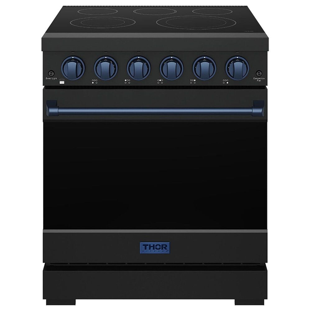 Thor Kitchen Gordon Ramsay 30" Professional Electric Range with Navy Blue Handle Kit in Black, , large