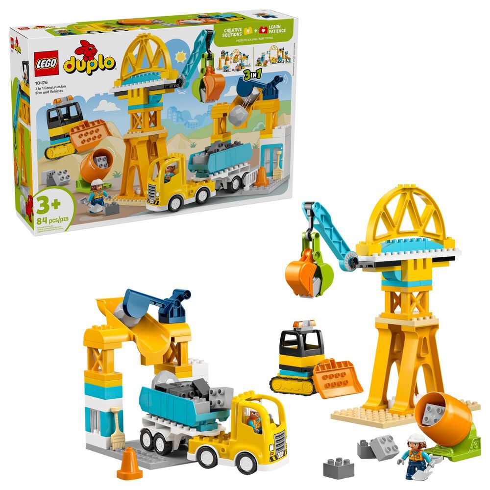 LEGO Duplo 3-In-1 Construction Site and Vehicles Building Set, , large