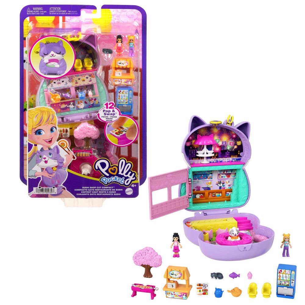 Polly Pocket Sushi Shop Cat Compact, , large