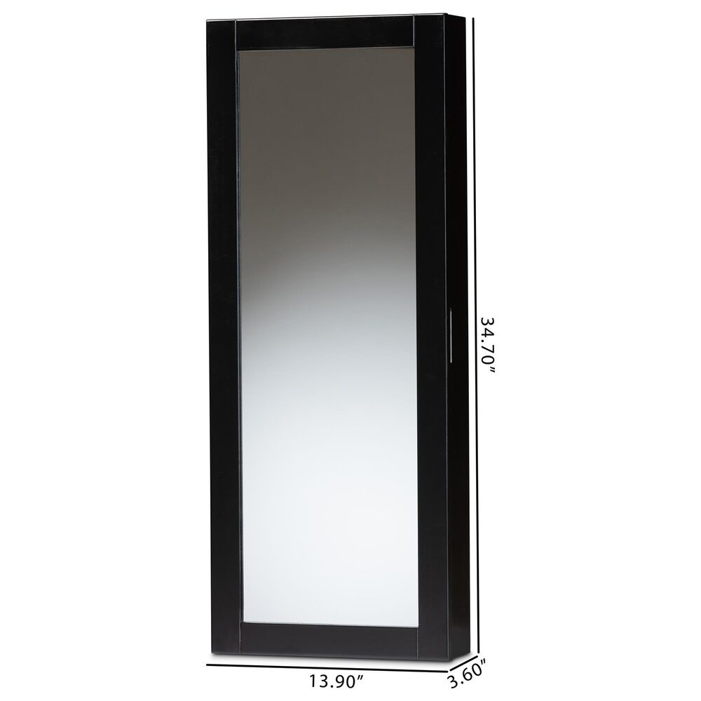 Baxton Studio Pontus Jewelry Armoire with Mirror in Black NFM
