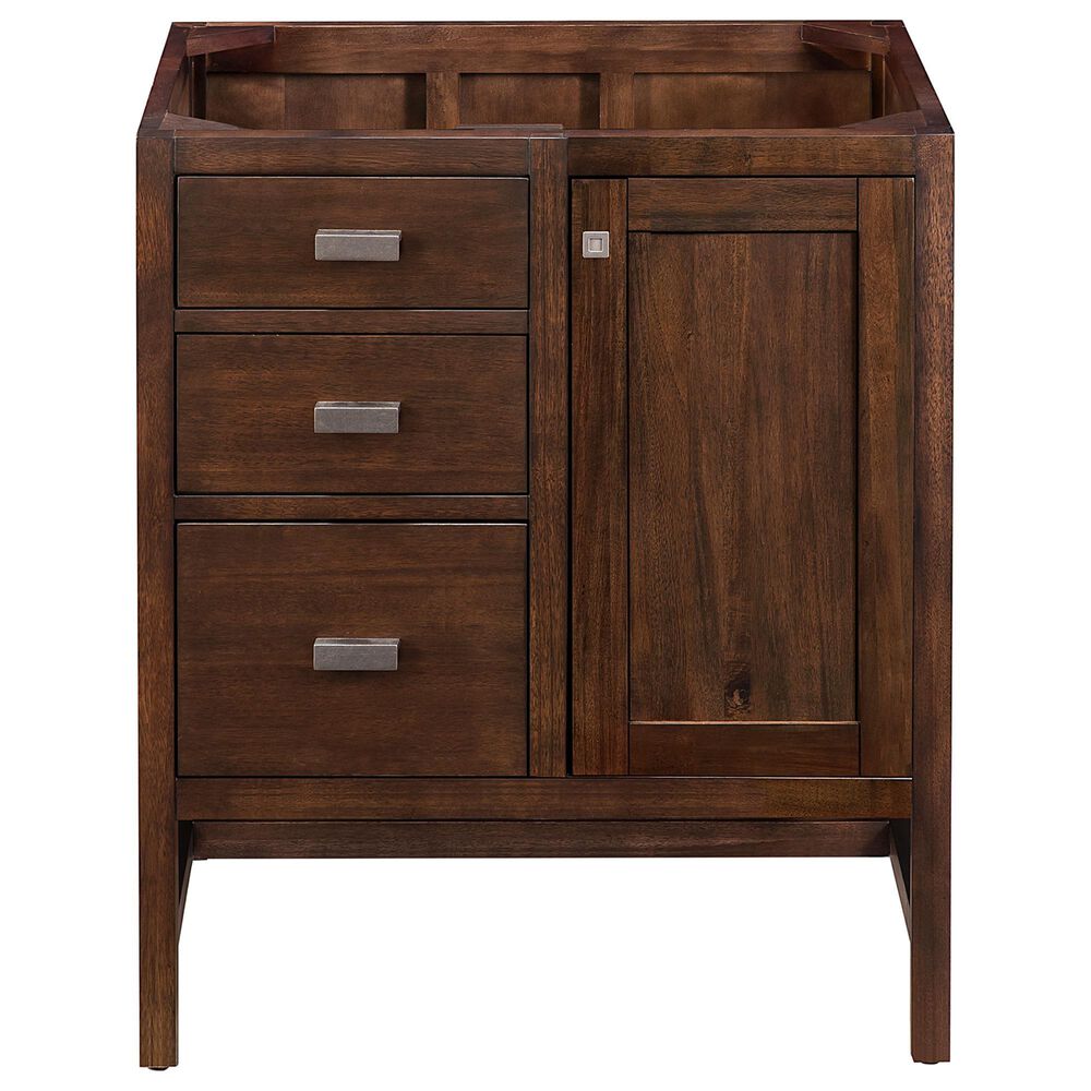 James Martin Vanities Addison 30" Single Vanity Cabinet in Mid Century Acacia with 3 cm White Zeus Quartz Top and Rectangular Sink, , large