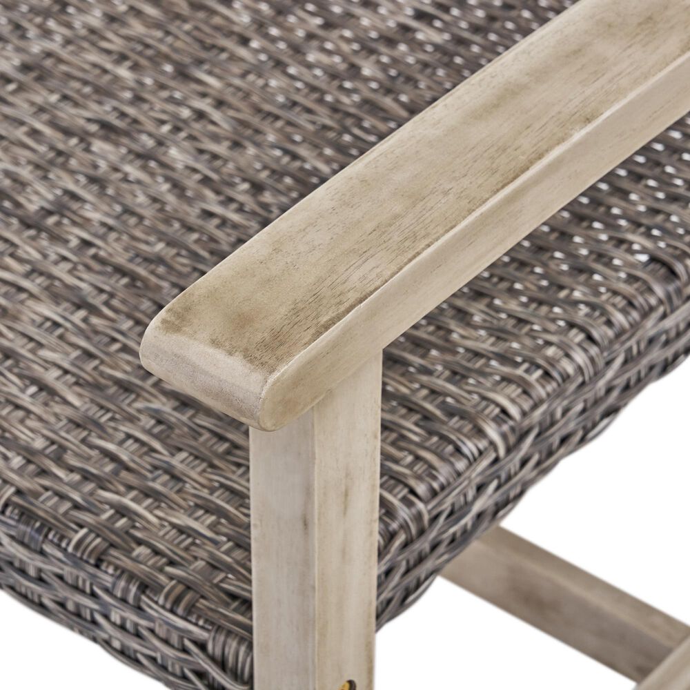 Hearth and Haven Hampton Outdoor Wicker Loveseat with Wooden Frame in Grey, , large