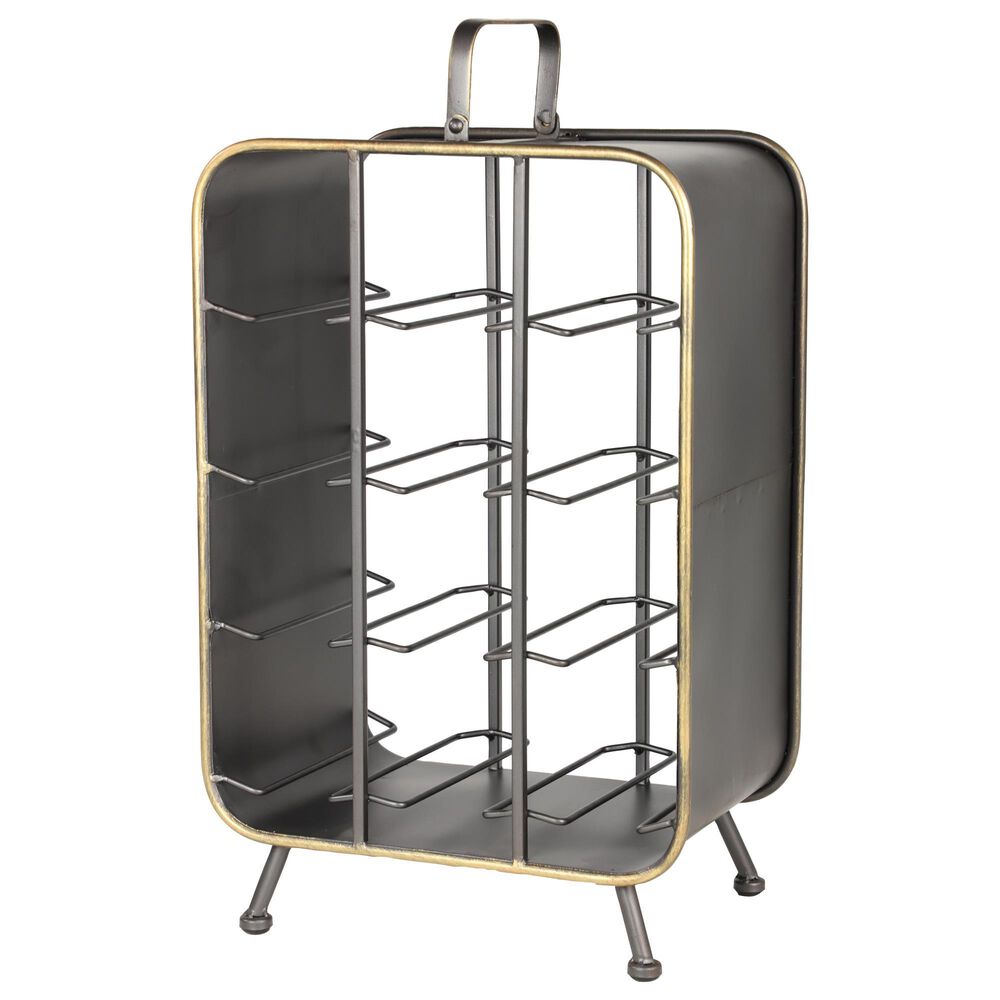 Maple and Jade Industrial Wine Rack in Matte Black and Metallic Gold, , large