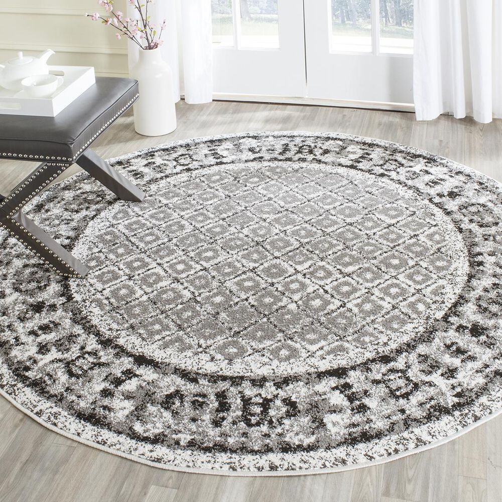 Safavieh Adirondack ADR110B-4R 4&#39; x 4&#39;  Ivory/Silver Round Rug, , large