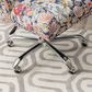 Linon Home Decor Draper Office Chair with Navy Floral Cushion in Silver, , large