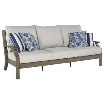 Ashley Rainier Ranch Outdoor Sofa with Beige Cushion in Brown, , large