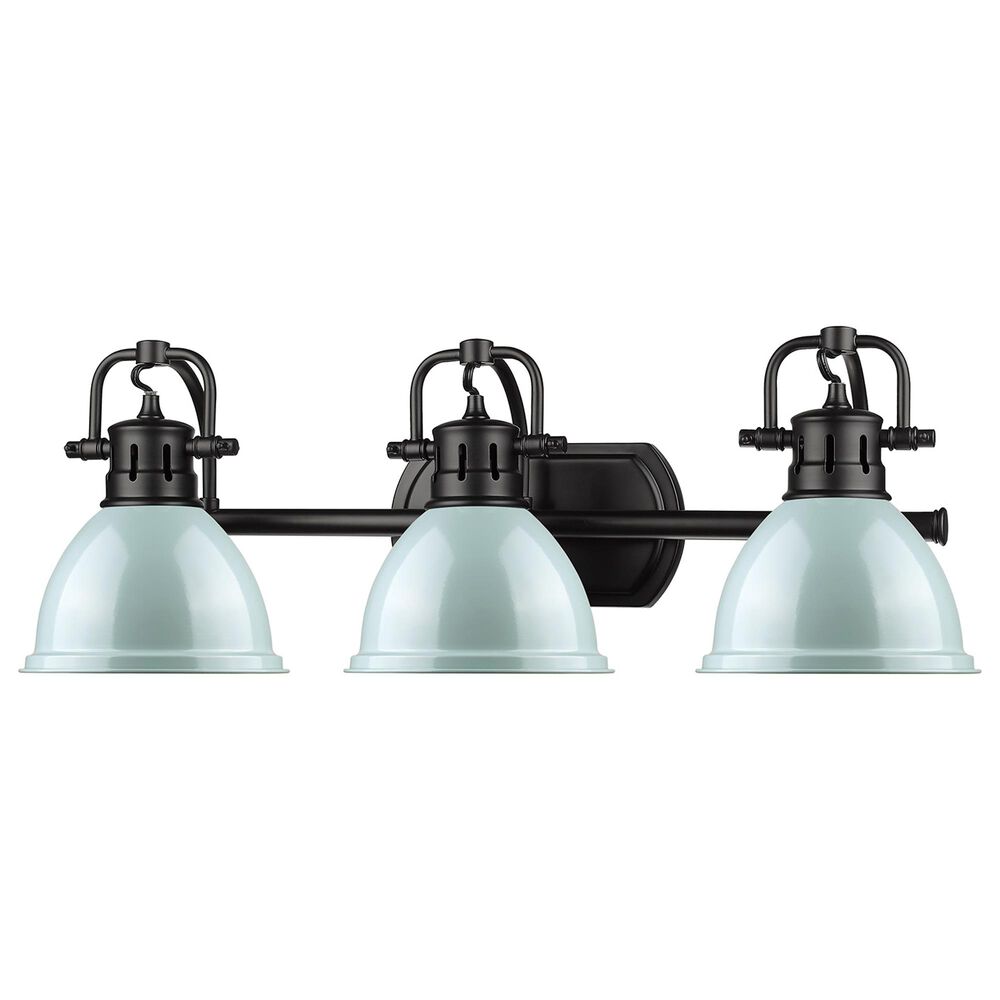 Golden Lighting Duncan 3-Light Bath Vanity in Matte Black and Light Blue, , large