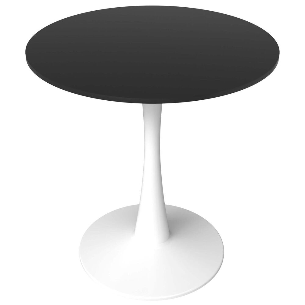 Leisuremod Bristol 24" Round Dining Table with MDF Top in White and Black - Table Only, , large
