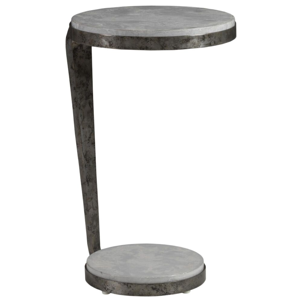 Artistica Metal Otto Round Spot Table in Antique Polished Iron and Gray, , large