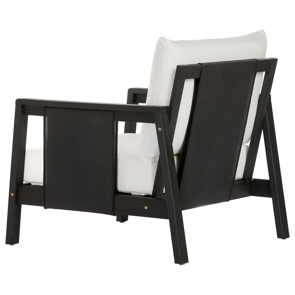 HOMLUX Outdoor Club Chair with Black Textilene Accents in White, , large