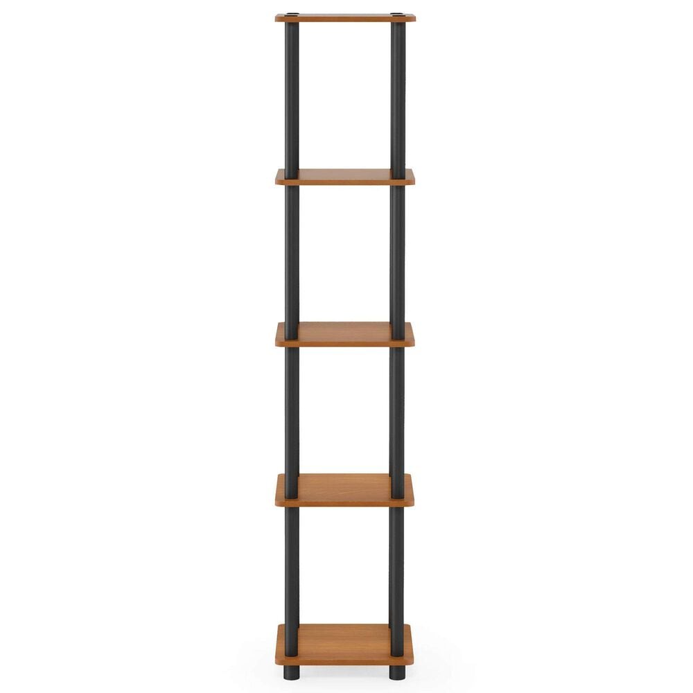 HOMLUX Turn-N-Tube 5-Tier Corner Square Display Bookshelf in Light Cherry and Black, , large