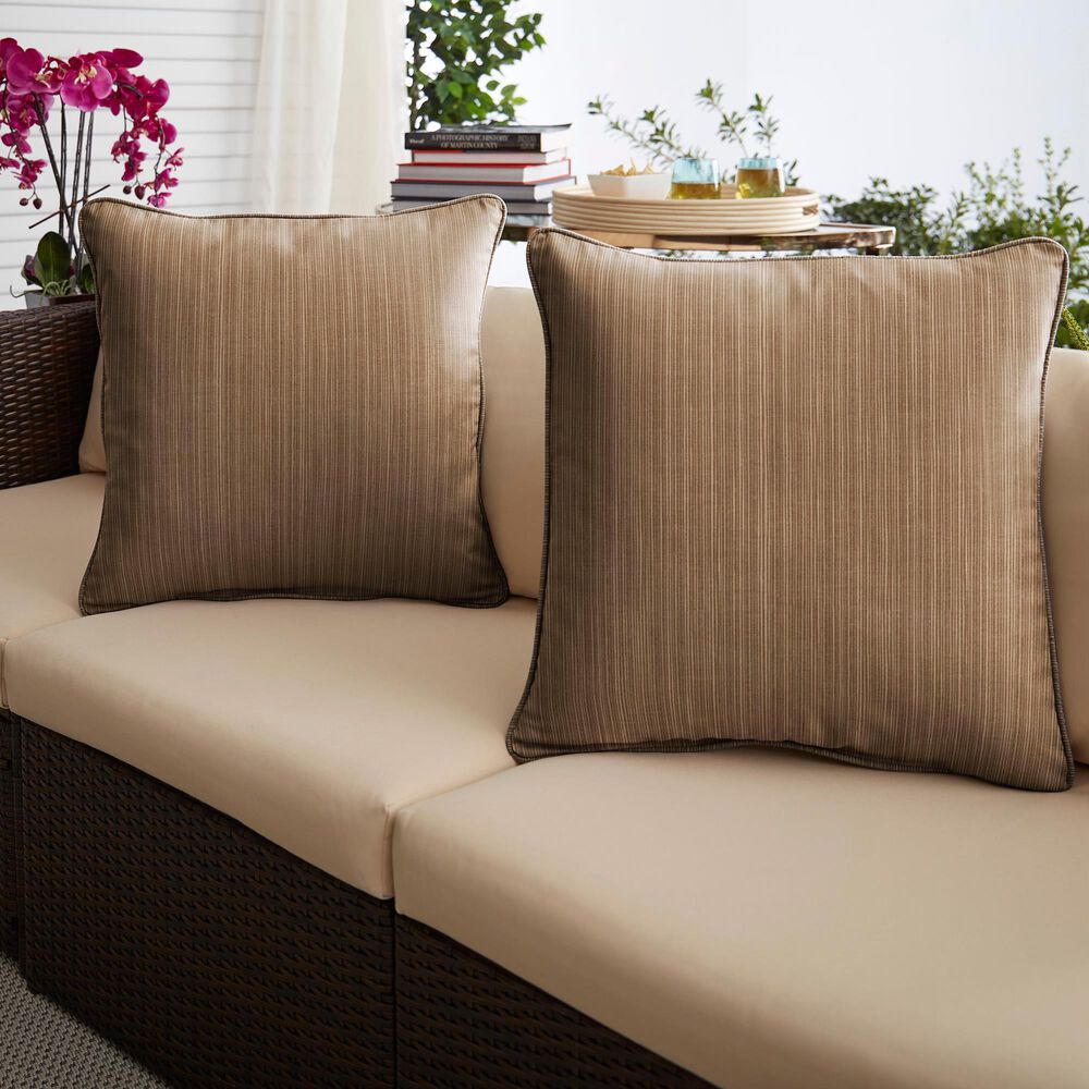 Sorra Home Sunbrella 20" Pillow in Dupione Walnut (Set of 2), , large