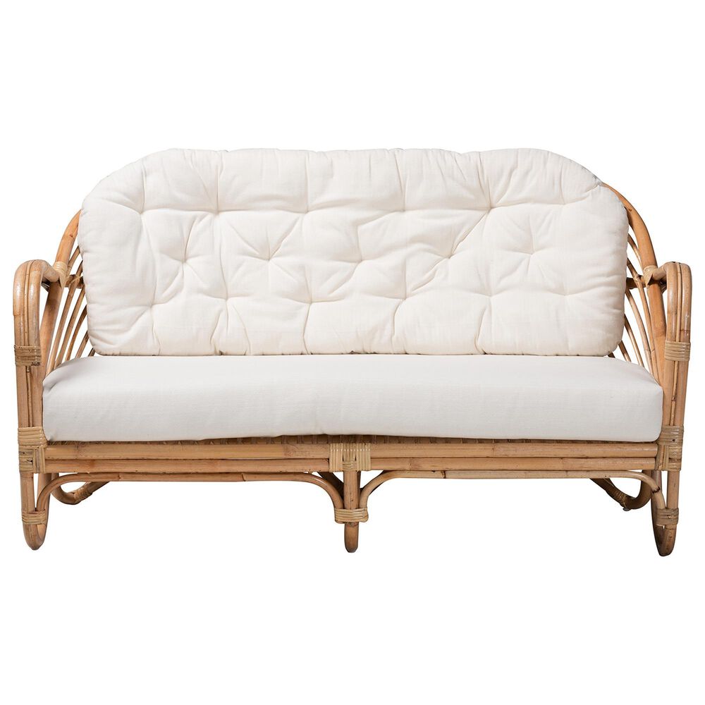 Baxton Studio Aliane Stationary Loveseat in White, , large