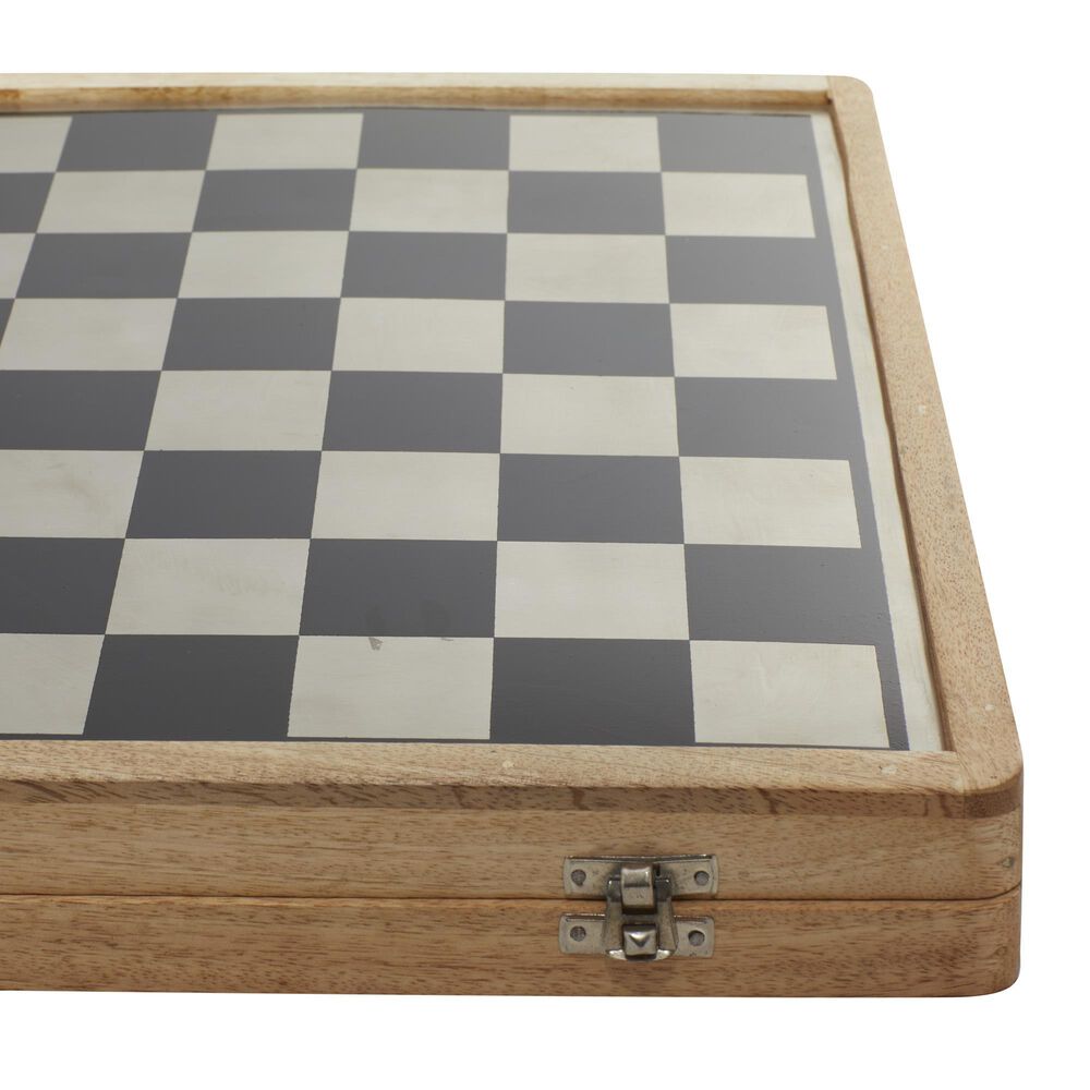 Maple and Jade 5&quot; x 15&quot; Chess Game Set in Black, Silver and Brown, , large
