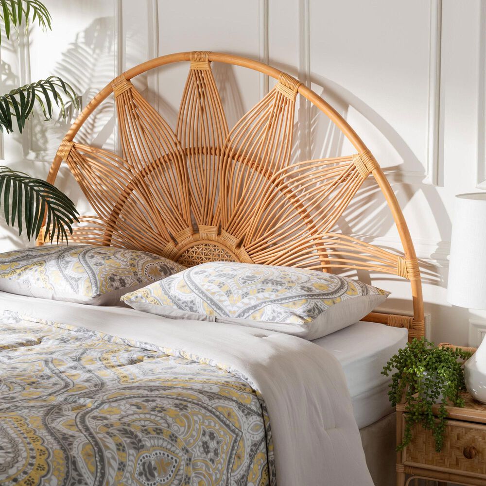 Baxton Studio Jasmine King Headboard in Light Honey, , large