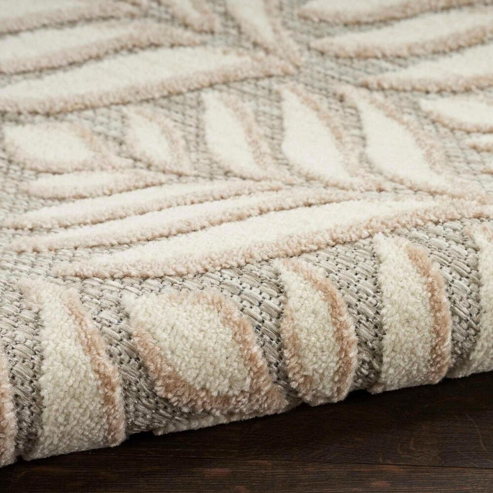 Nourison Aloha Floral 7&#39;10&quot; Round Ivory and Grey Indoor/Outdoor Area Rug, , large