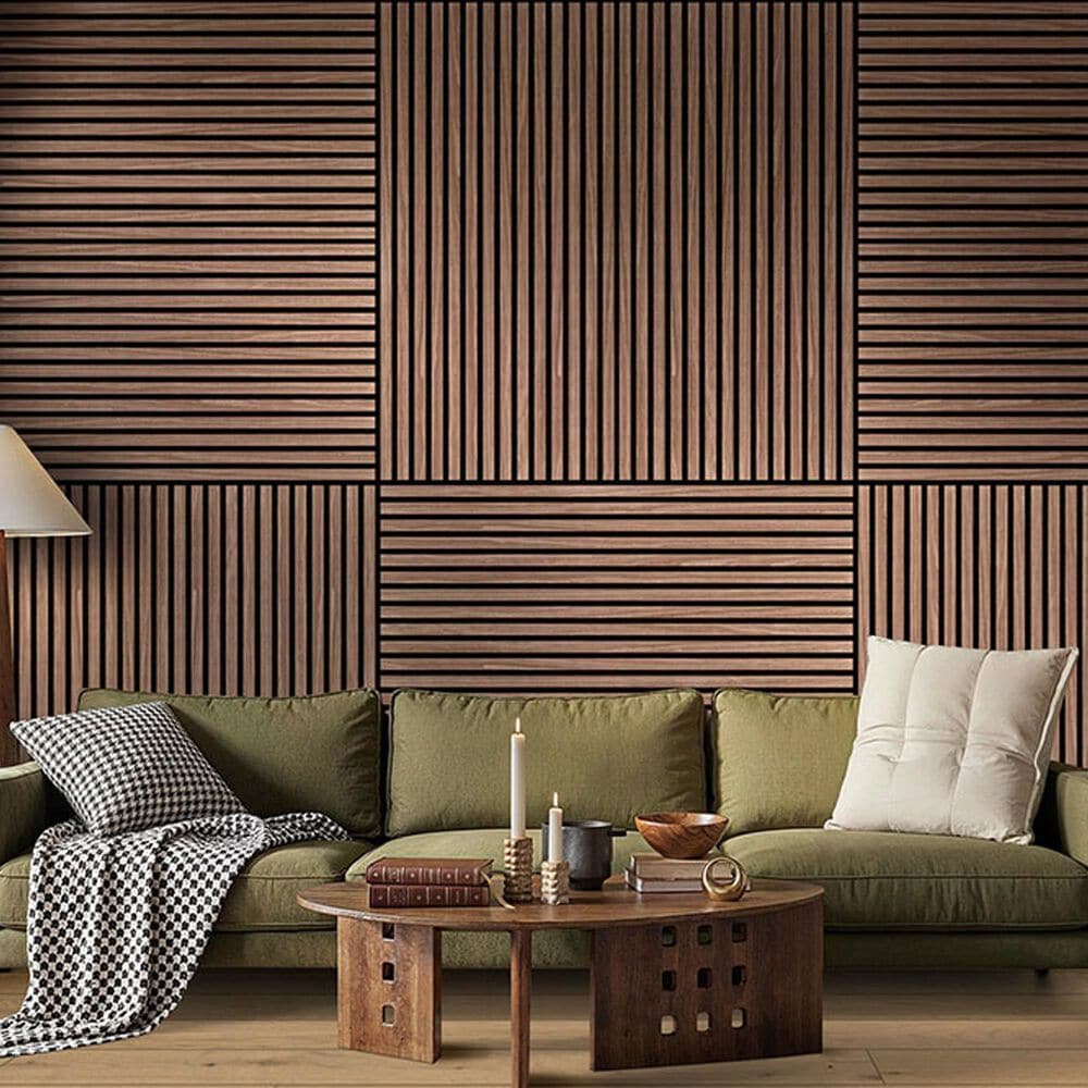 MS International Sonowood Sable 24" x 48" Acoustic Wood Slat Panels, , large