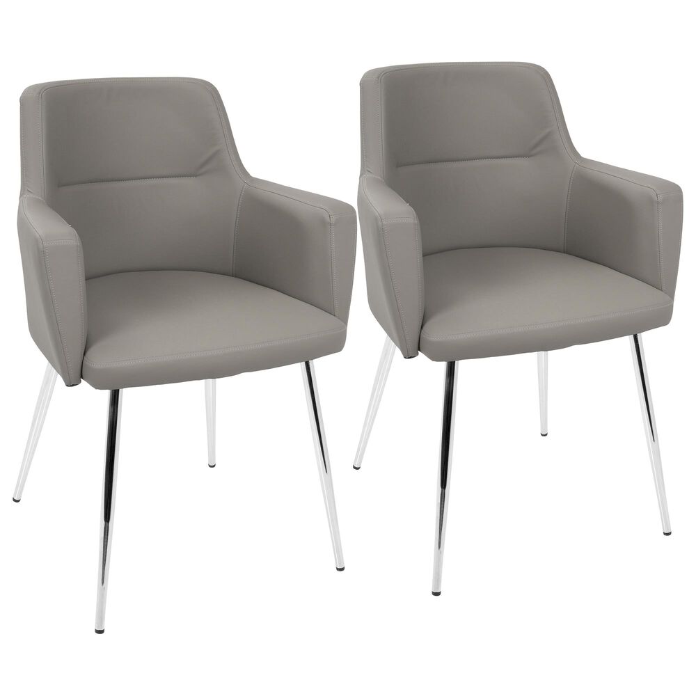 Lumisource Andrew Dining Chair in Grey/Chrome (Set of 2), , large
